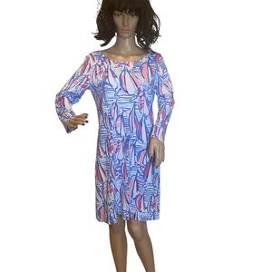 Lilly Pulitzer Marlowe Dress Resort White Red Right Return Sailboats Medium EUC